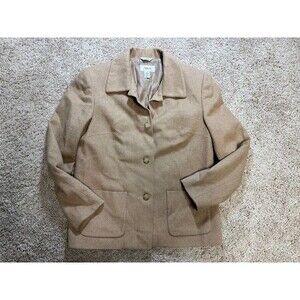 Talbots Women  Petite Lined Pure Camel Hair Button Blazer Jacket  Tan Beige- 6 P